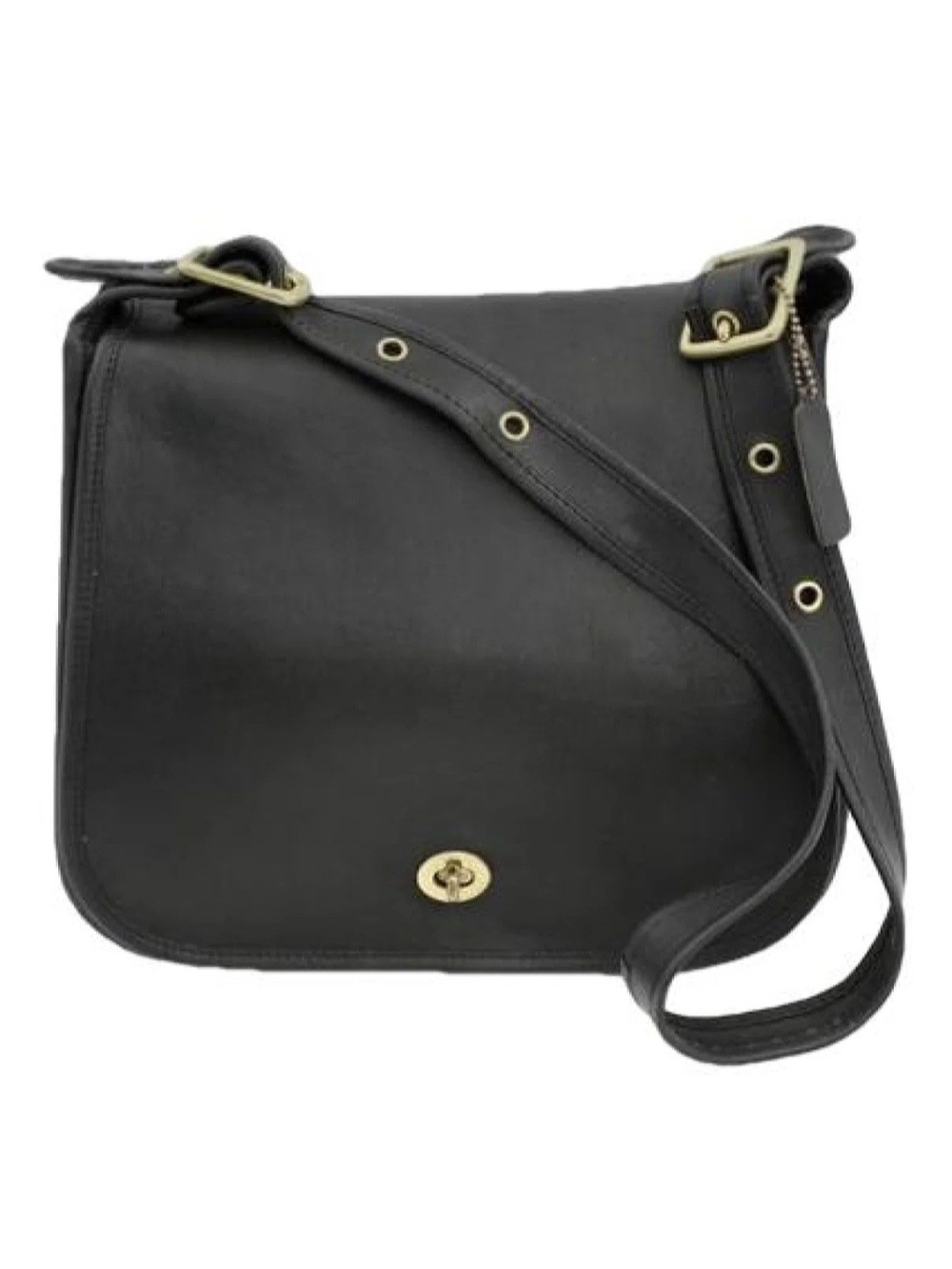 Vintage Coach Black Leather Crossbody Shoulder Bag - Timeless Everyday Style